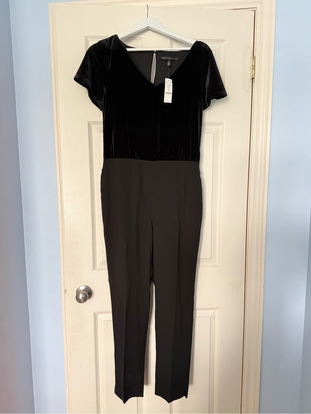 White House Black Market Black Velvet Jumpsuit